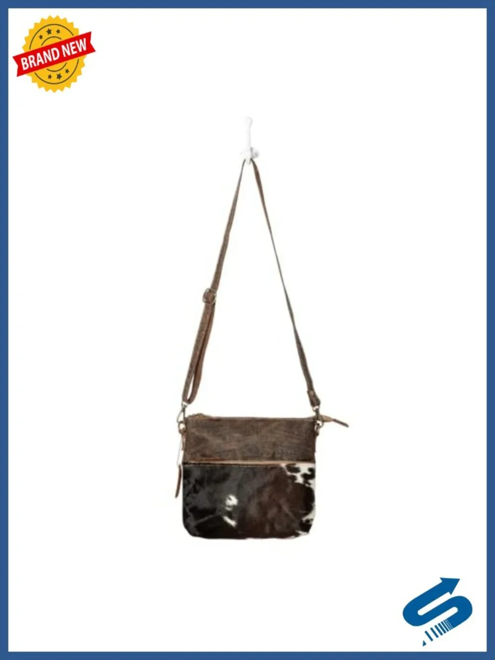 Canvas and Hairon Bag with Leather Shoulder Strap Western Style